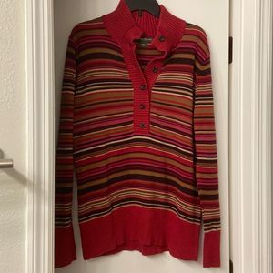 Eddie Bauer red and brown striped sweater in size XL